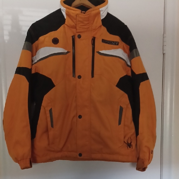 Spyder Men's Vibrant Orange and Black Ski Jacket - Picture 1 of 2